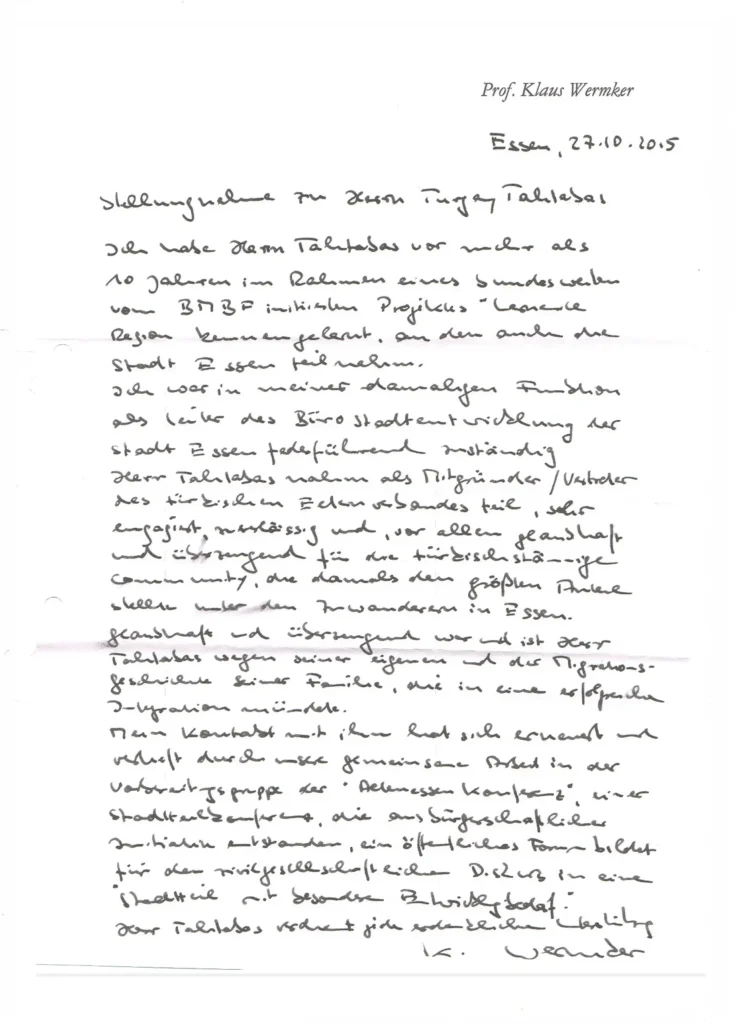 Referenz für Turgut Tahtabas von Professor Wermker