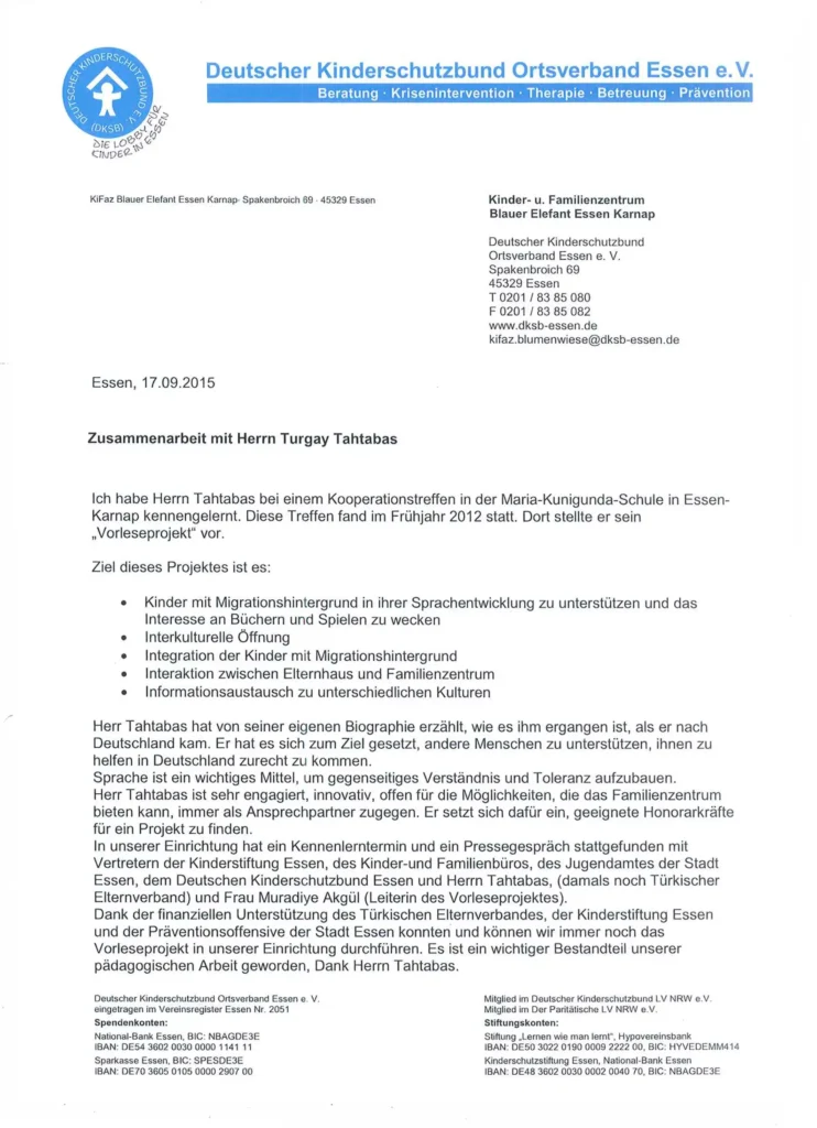 Referenz für Turgut Tahtabas von Ulrike Erlinghagen