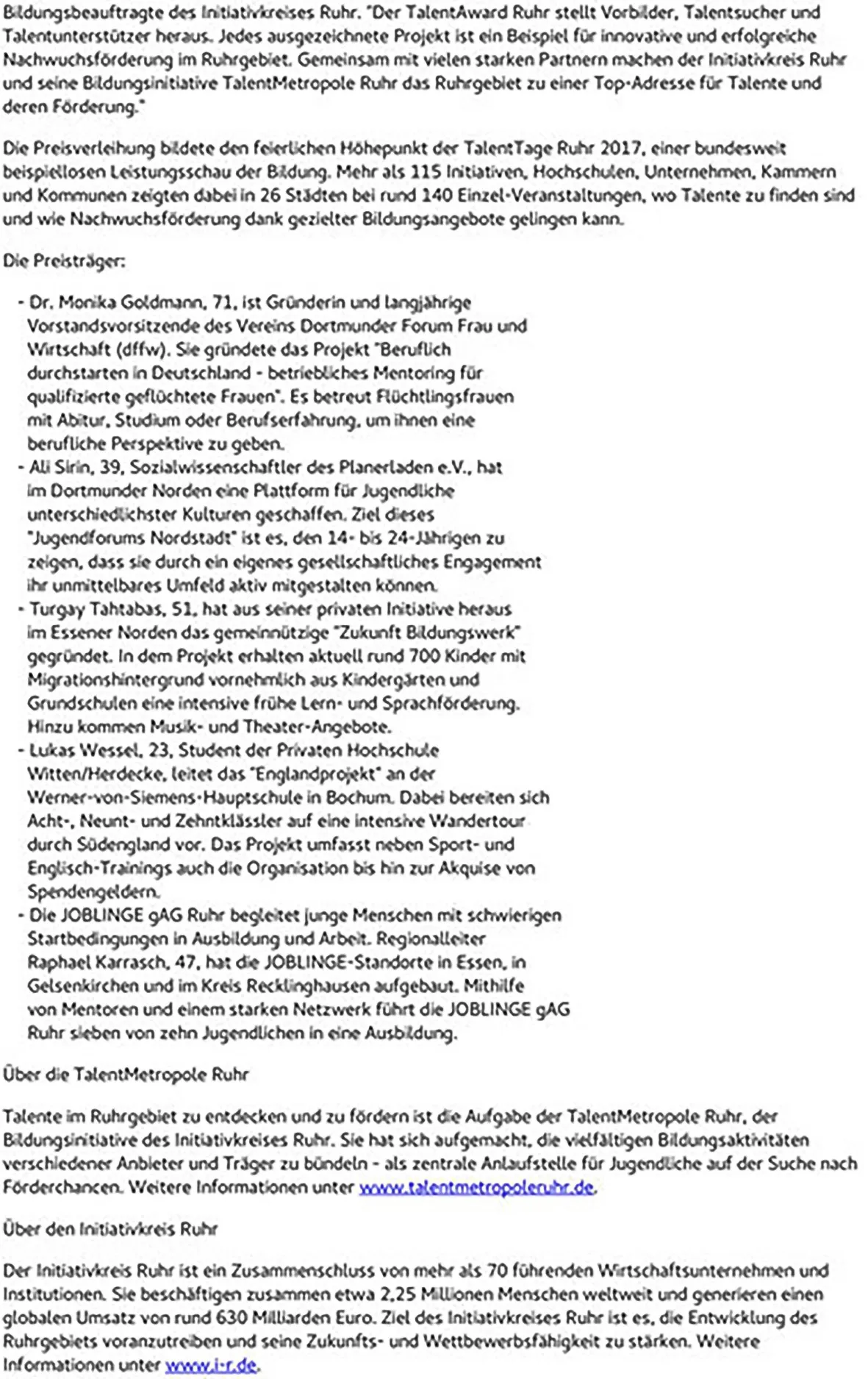 Pressemitteilung Erfolgreiche Nachwuchsförderung Inhalt