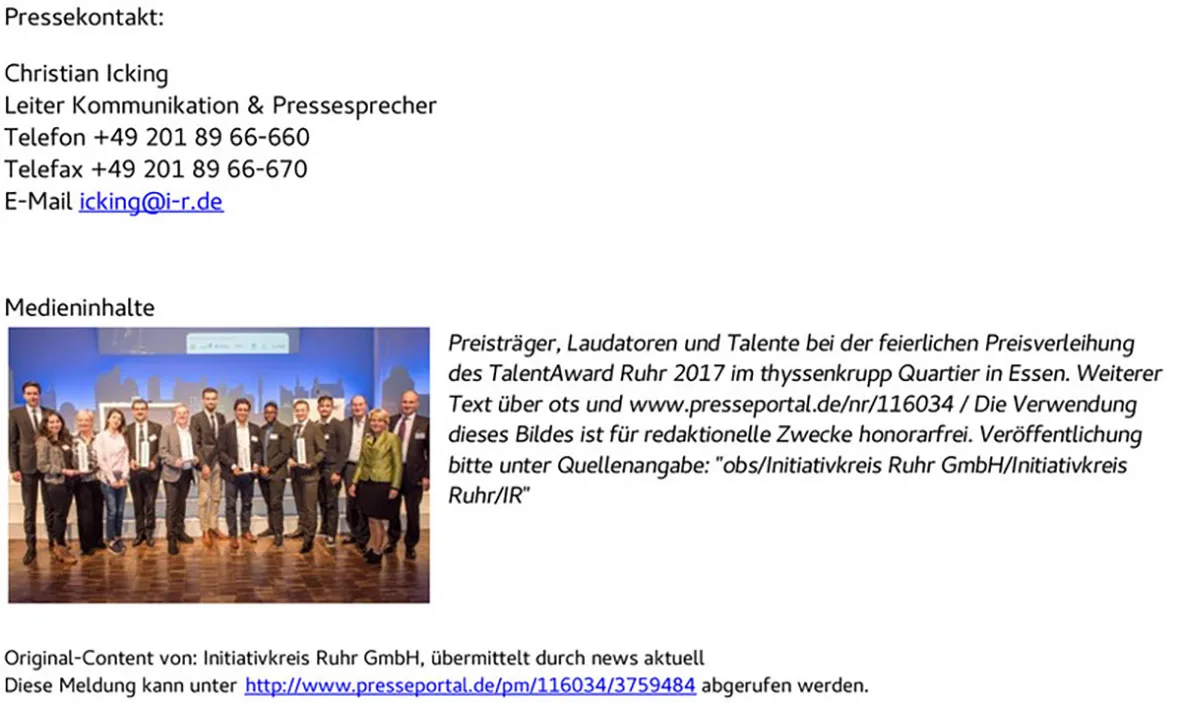 Pressemitteilung Erfolgreiche Nachwuchsförderung