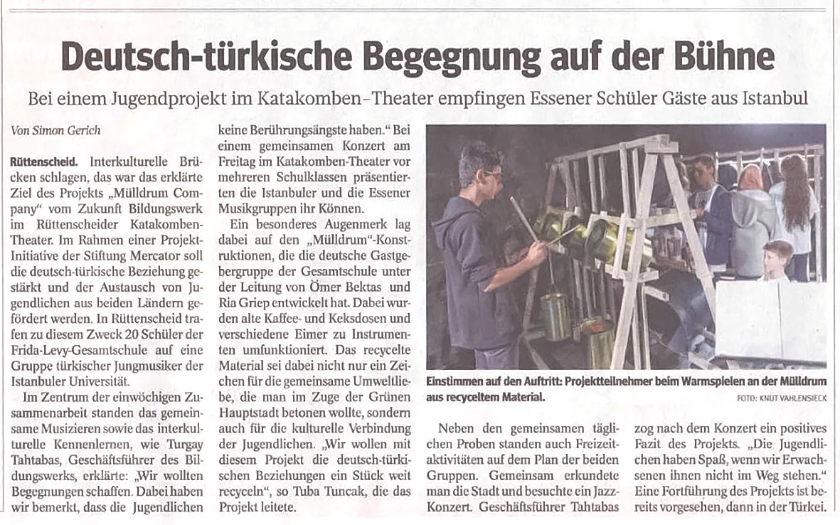 Presseartikel der WAZ von 2017 zum Jugendprojekt des Bildungswerkes