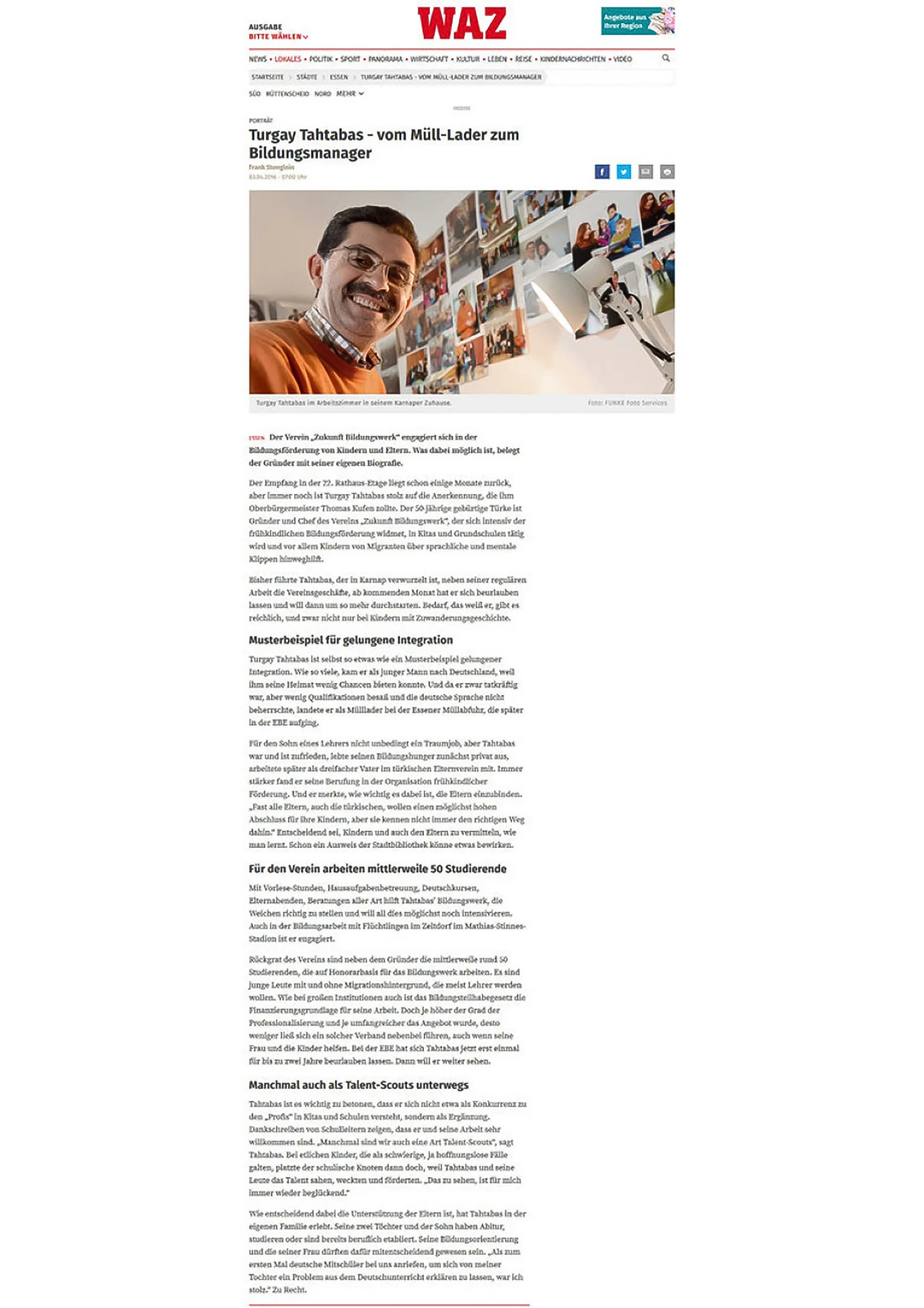 Presseartikel über die Karriere und Entwicklung von Turgay Tahtabas