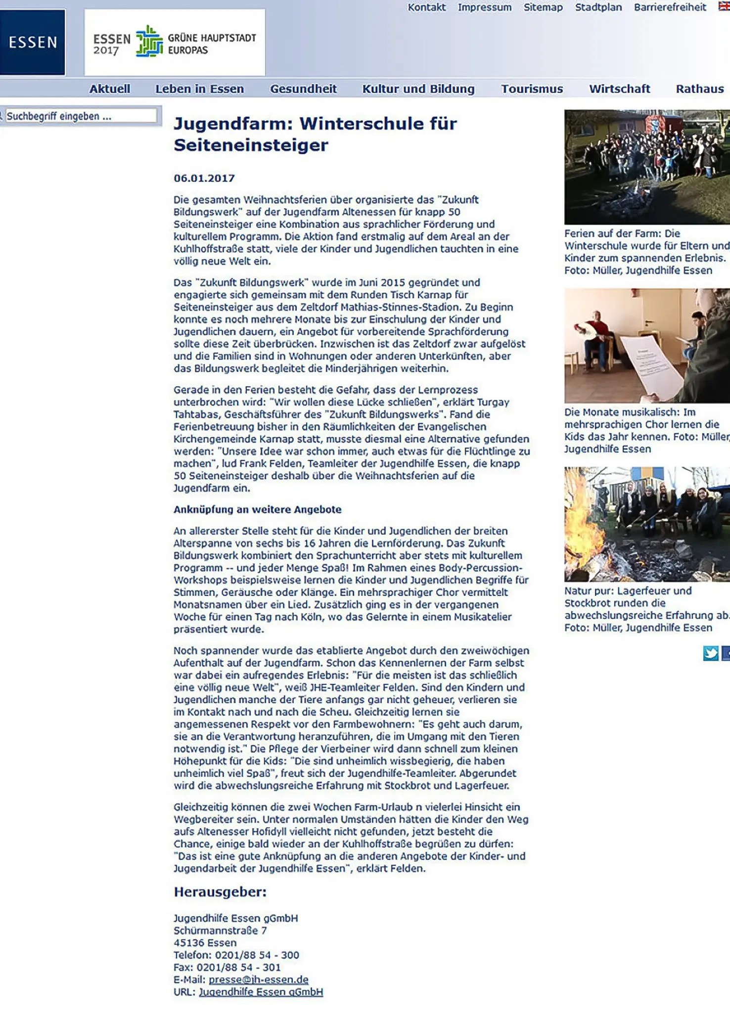 Pressemitteilung der Stadt Essen über Winterschule für Seiteneinsteiger